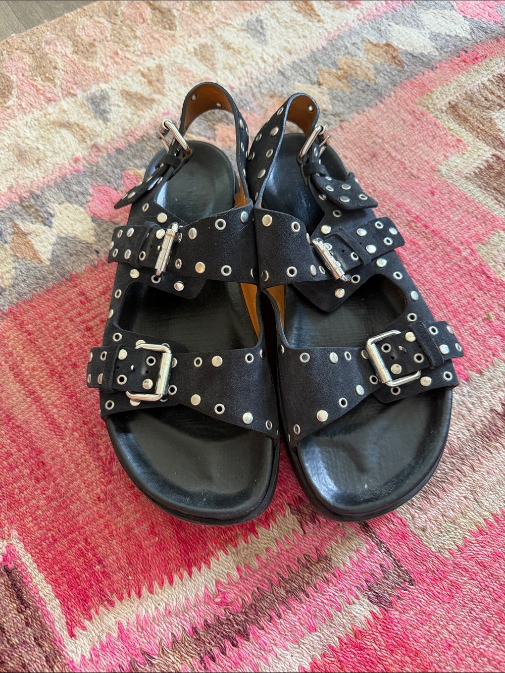 Isabel Marant Black Studded Buckle Sandals